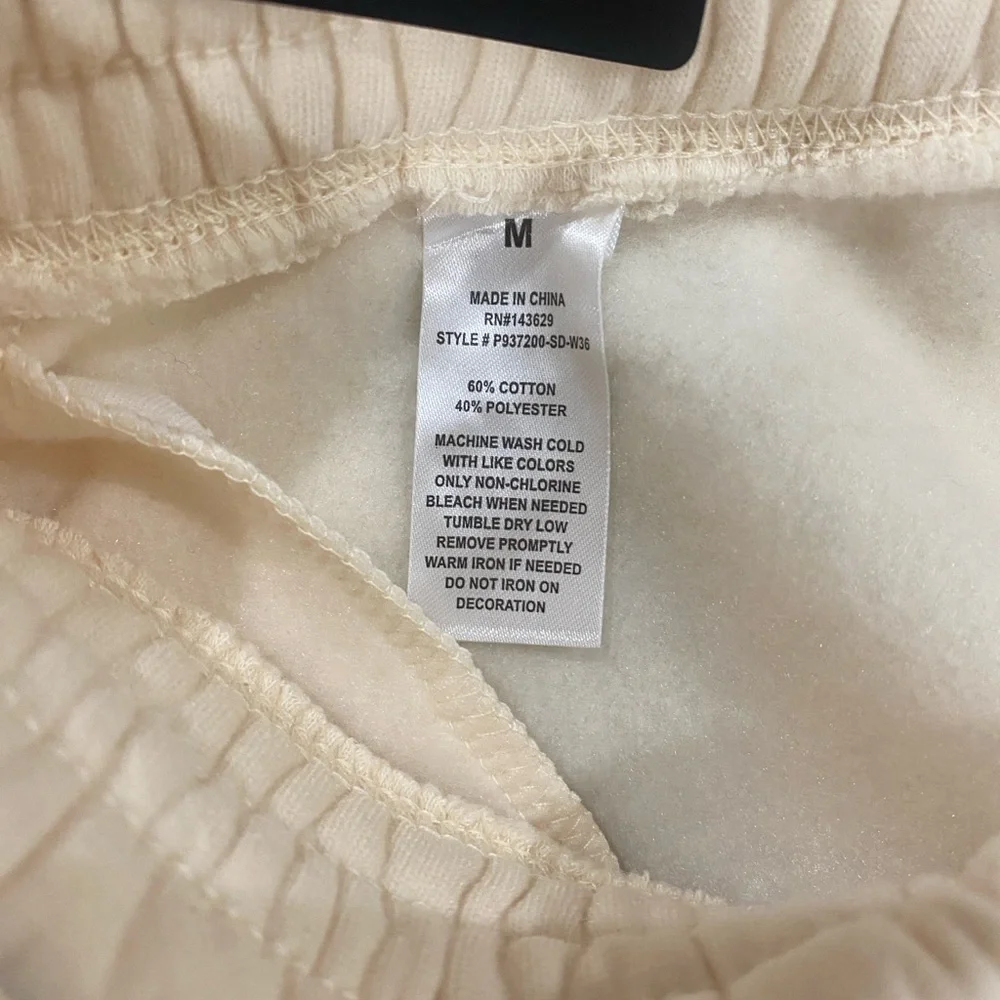 PUBLIC SUPPLY NYC Men's Cream Jogger Pants - Soft Drawstring Sweatpants. Size M